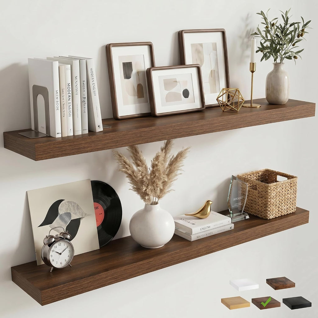 Walnut Floating Wood Wall Shelves