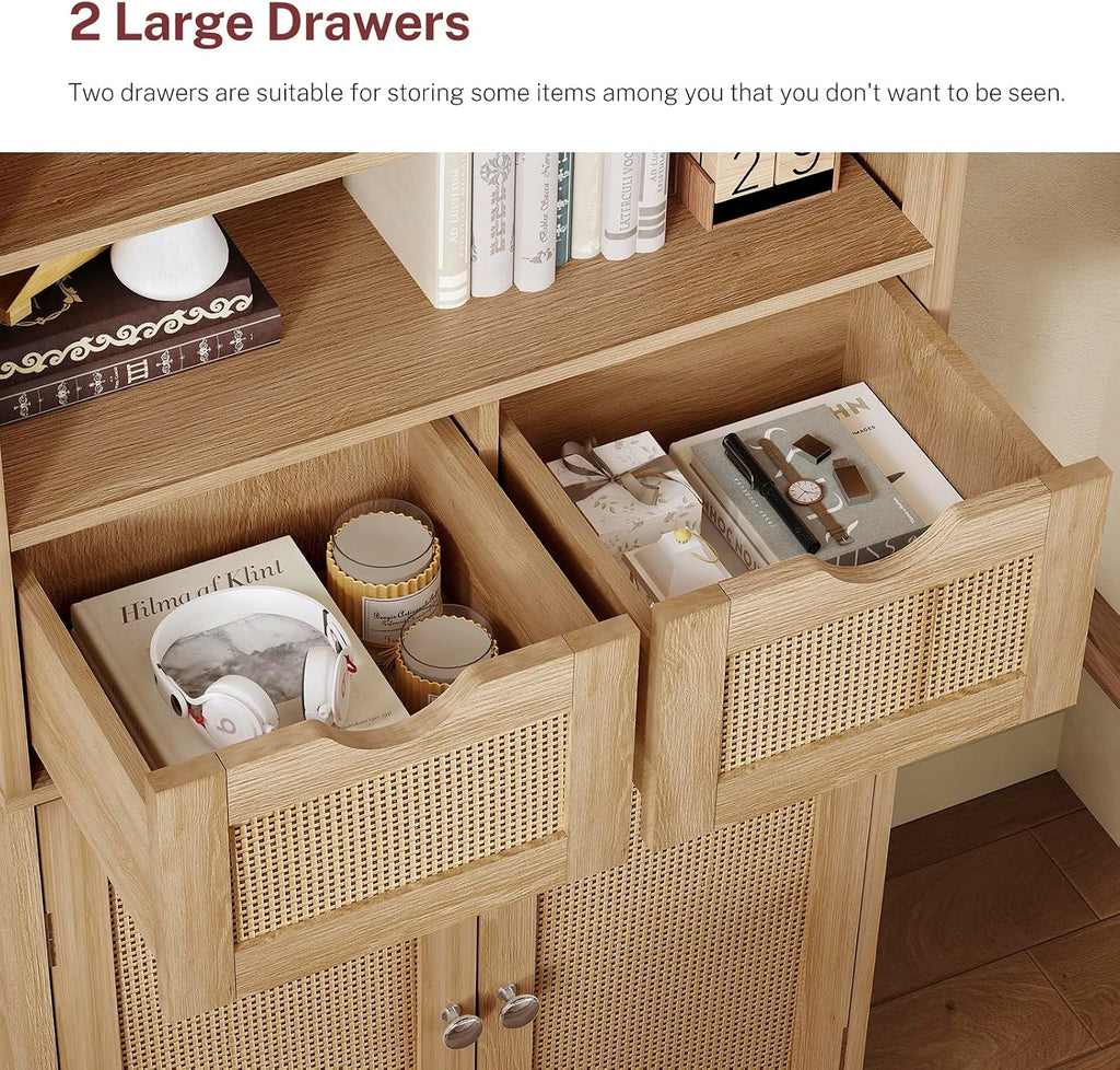 Natural Rattan Tall Storage Cabinet