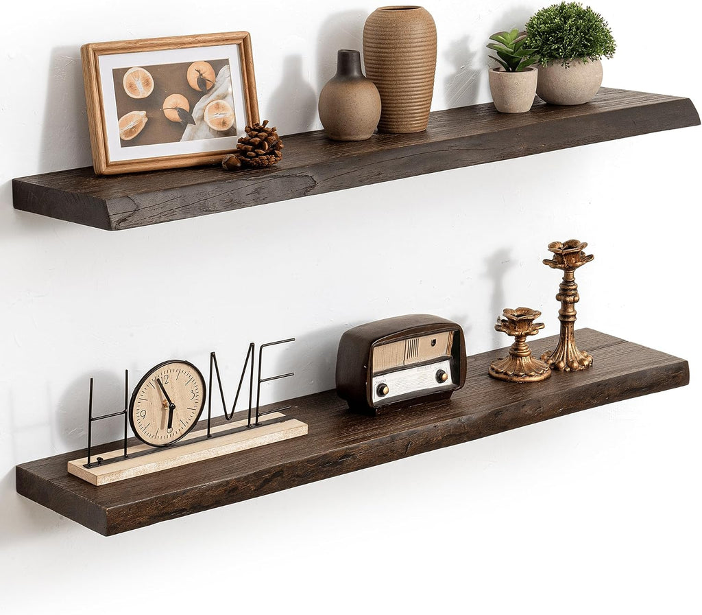 Walnut Live Edge Floating Shelves Set of 2