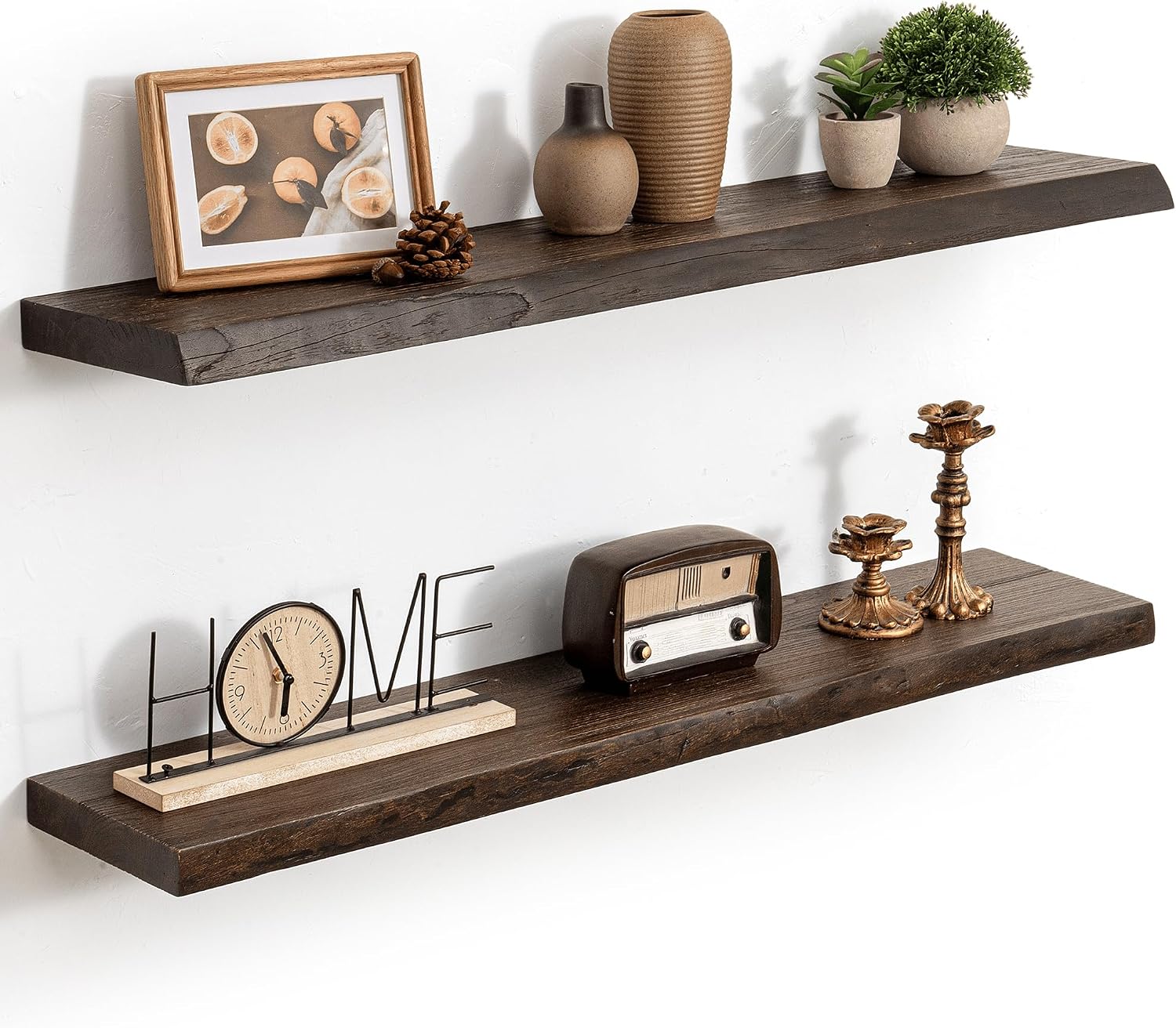Walnut Live Edge Floating Shelves Set of 2