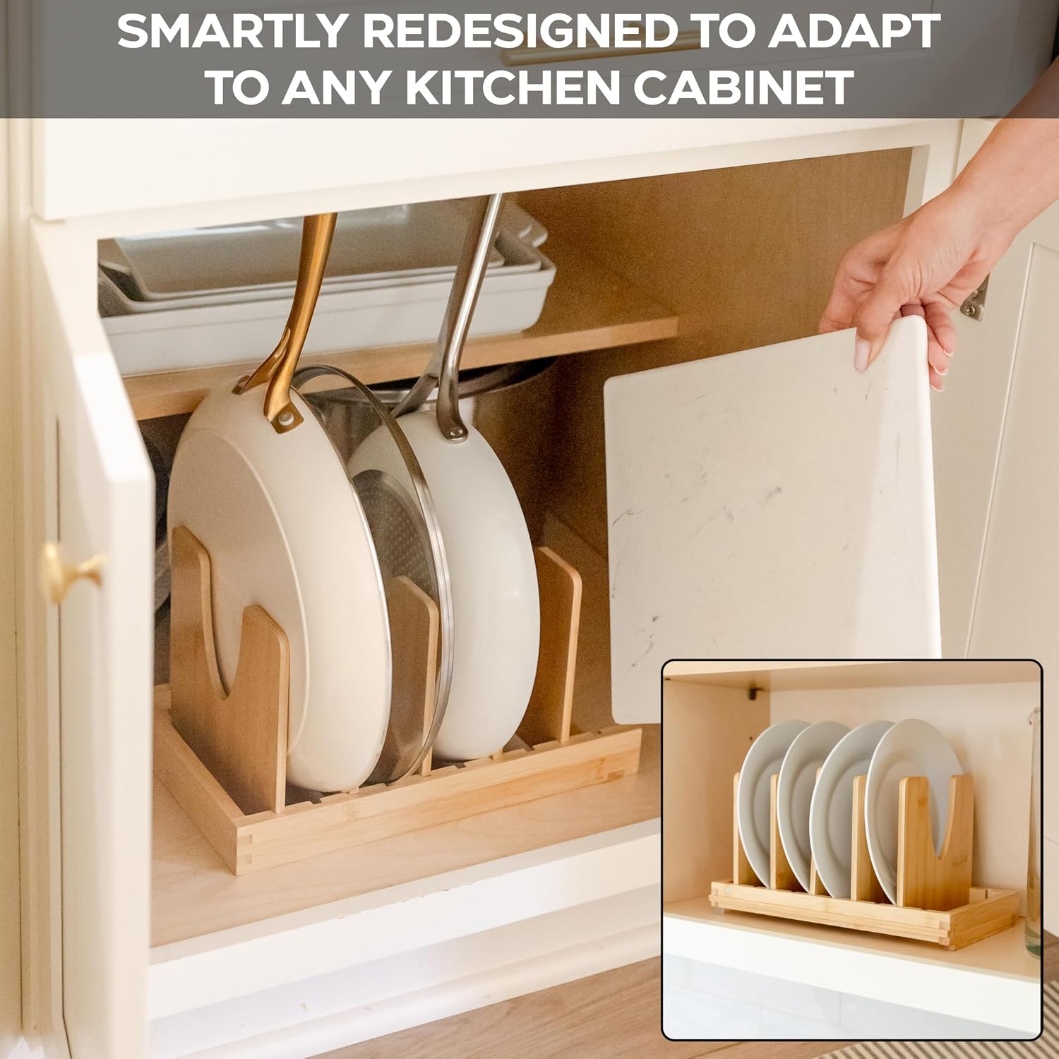 Expandable Bamboo Pots & Pans Organizer