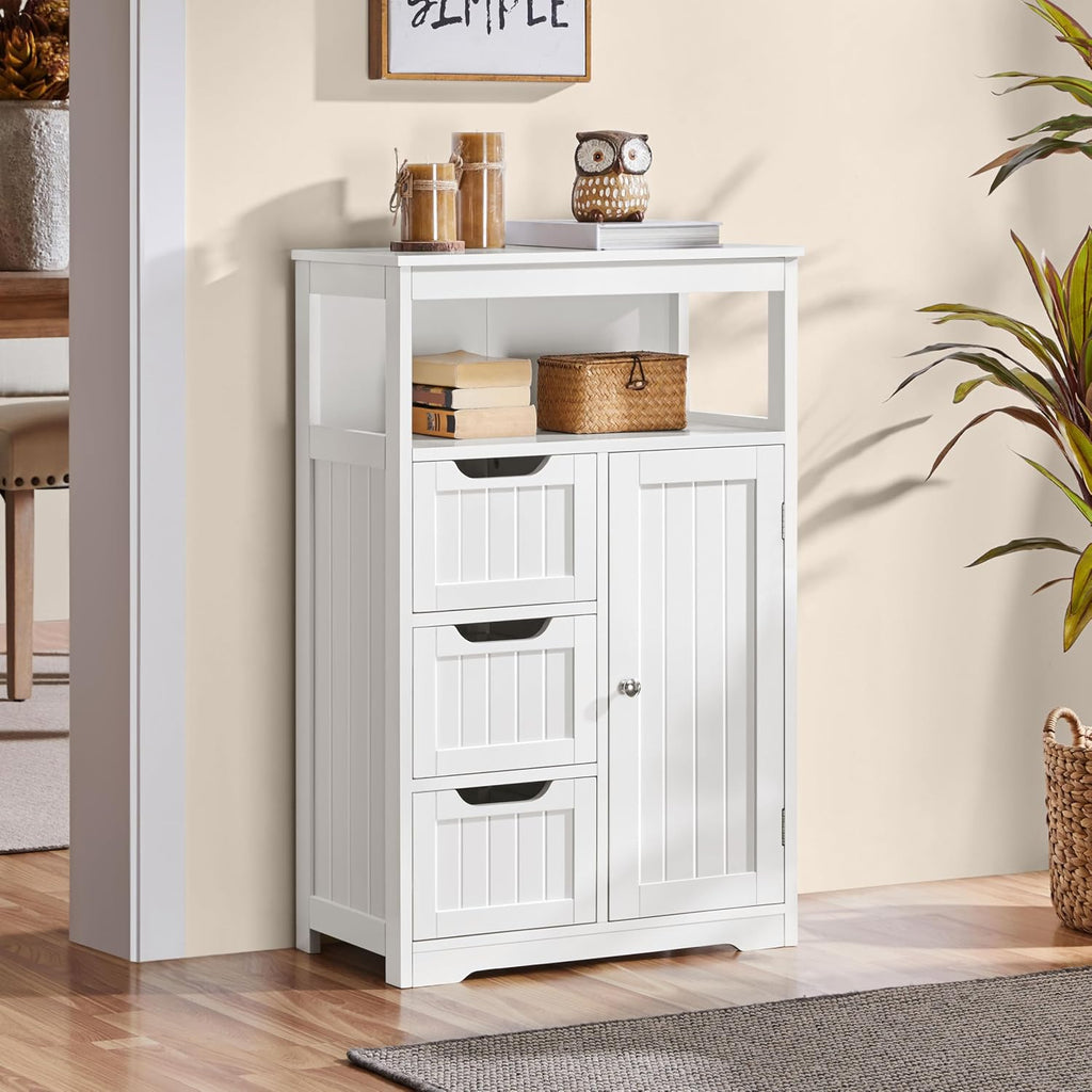 White Slim Freestanding Bathroom Cabinet