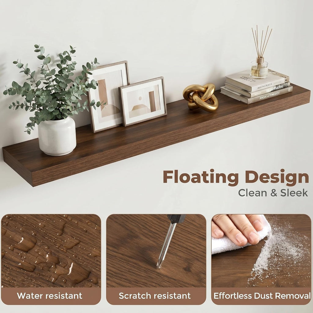Walnut Floating Wood Wall Shelves
