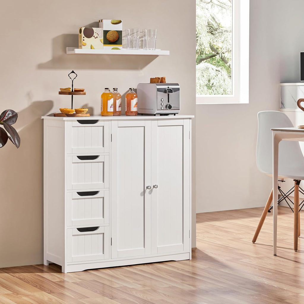 White Slim Bathroom Storage Cabinet