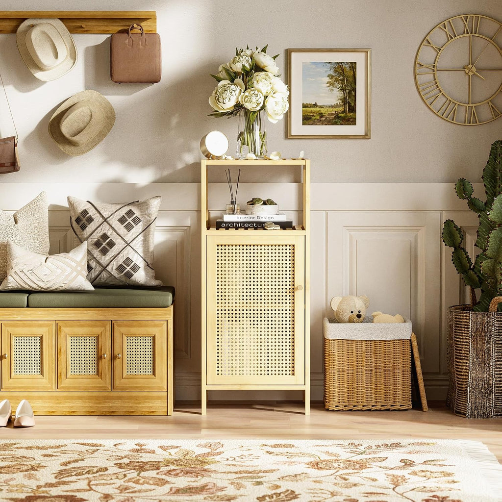 Natural Rattan Bathroom Storage Cabinet