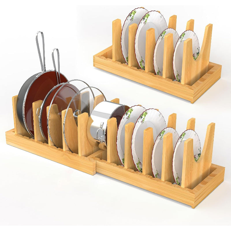 Expandable Bamboo Pots & Pans Organizer
