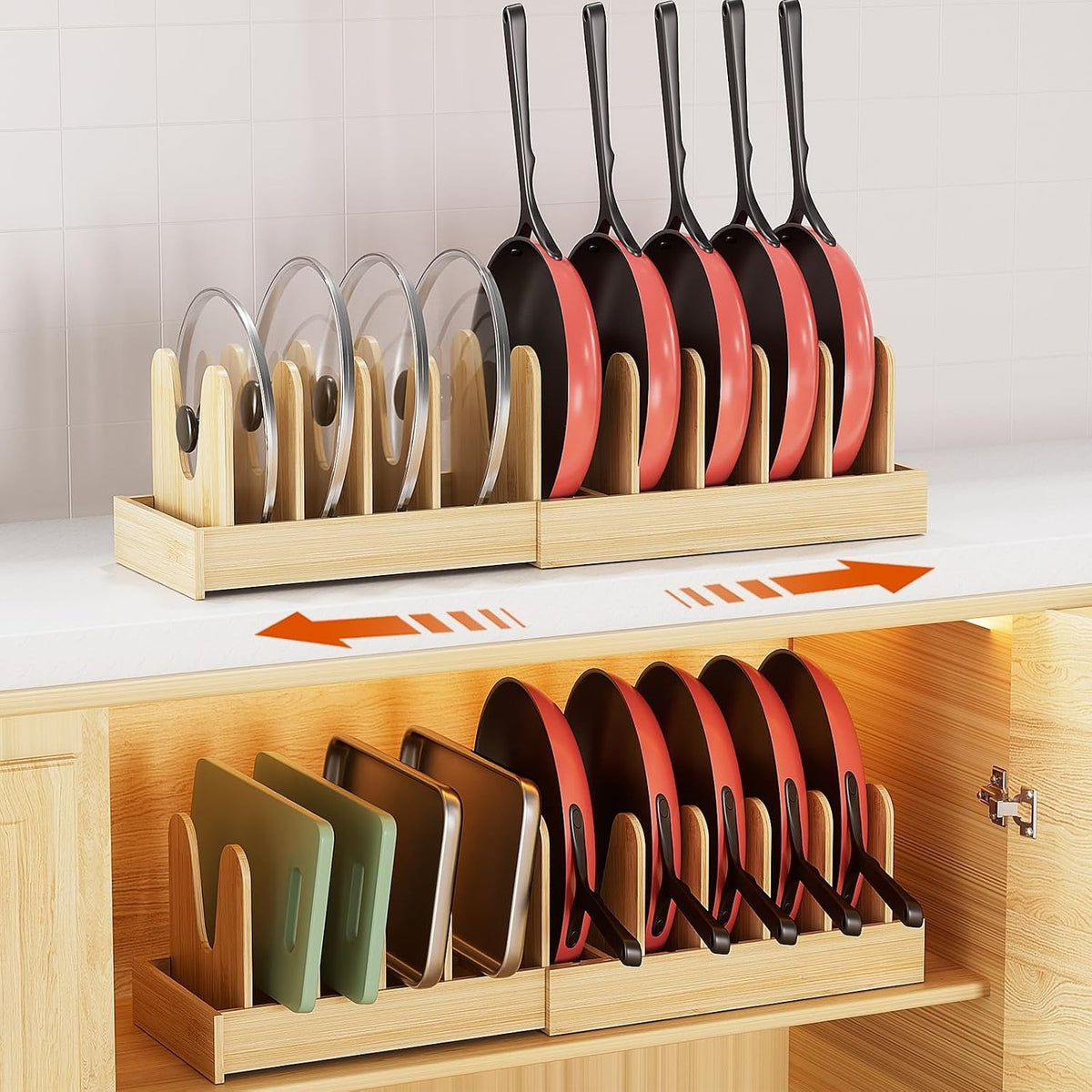 2‑Pack Expandable Bamboo Lid Organizer