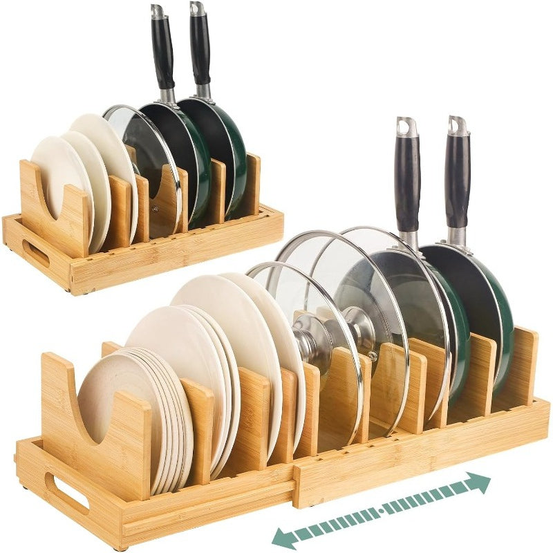 Adjustable Bamboo Pot Lid Organizer