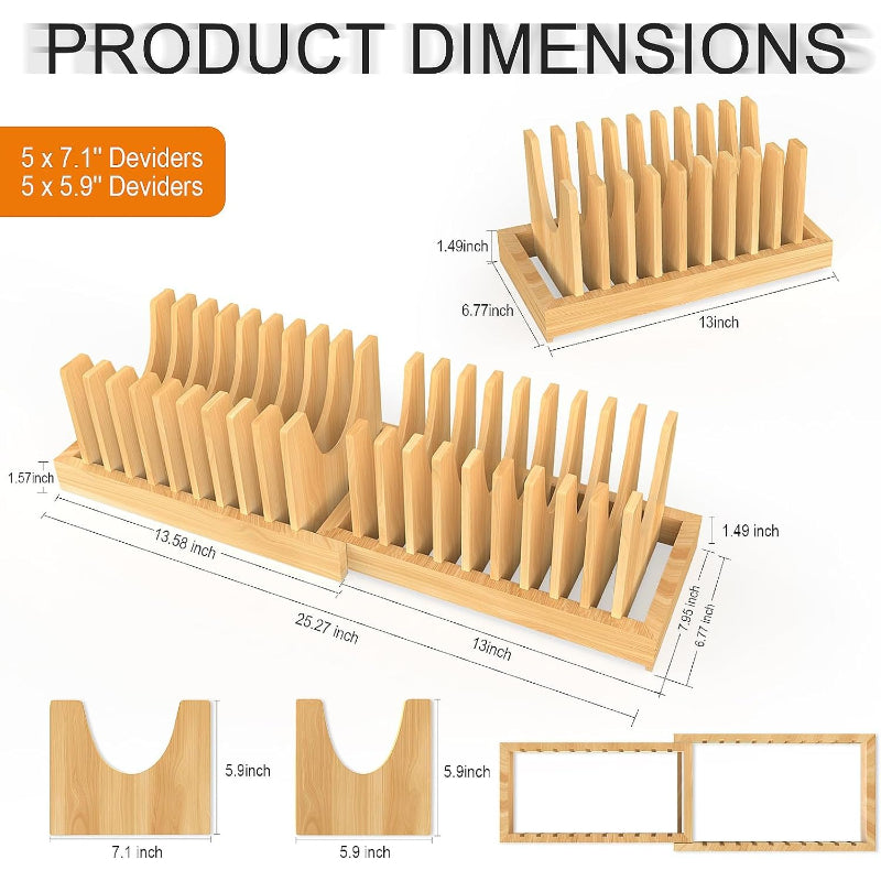 Expandable Bamboo Pots & Pans Organizer