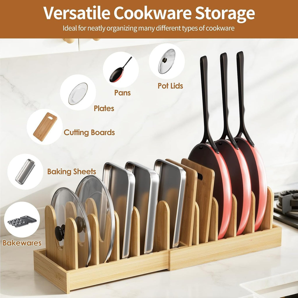 2‑Pack Expandable Bamboo Lid Organizer