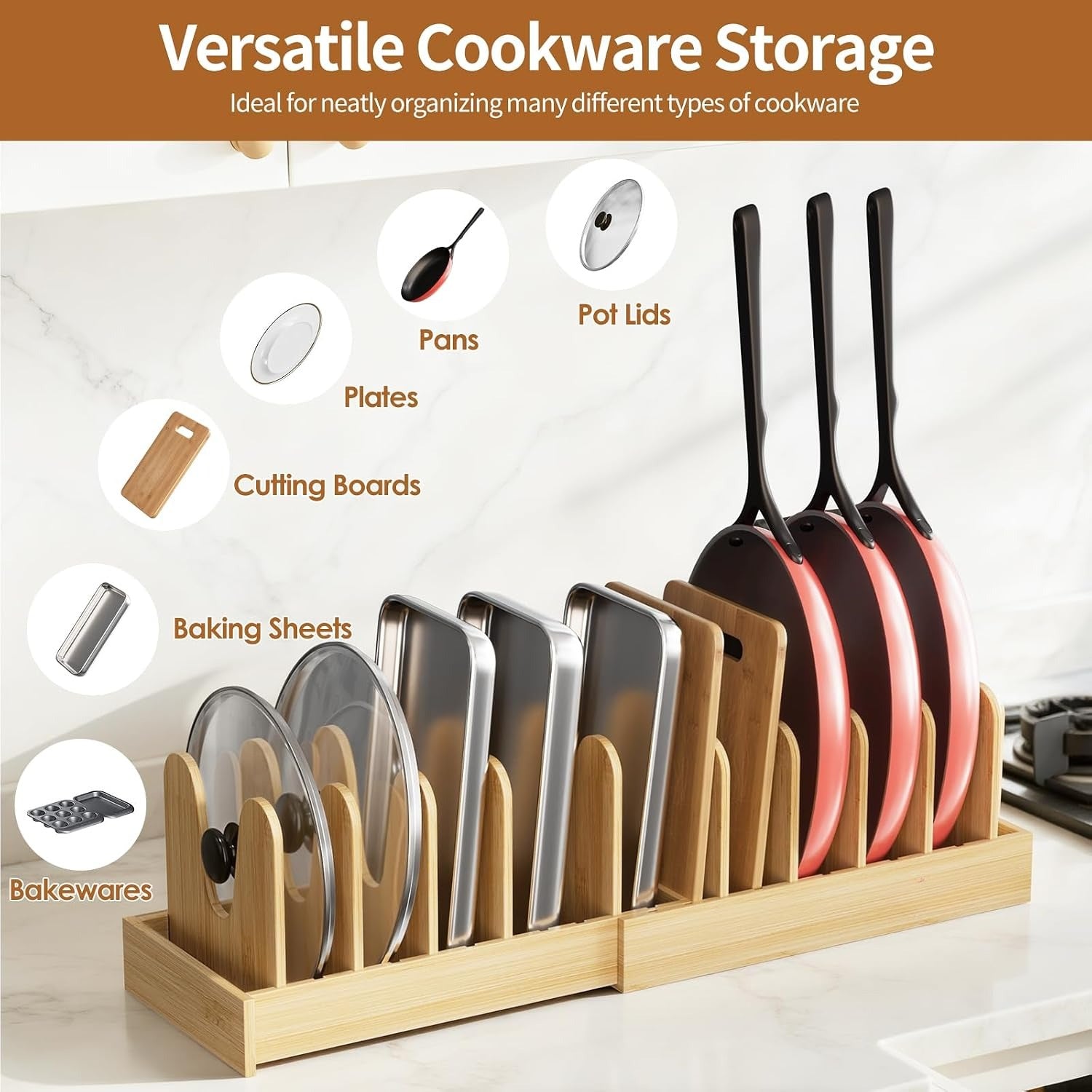 2‑Pack Expandable Bamboo Lid Organizer